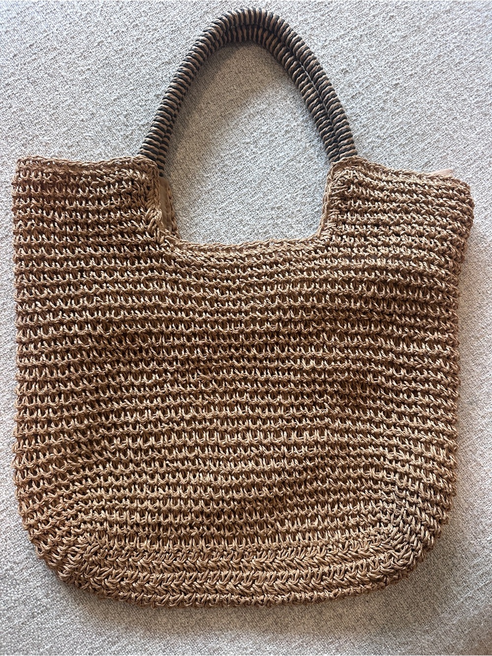 Woven Straw Tote Bag in Natural Brown